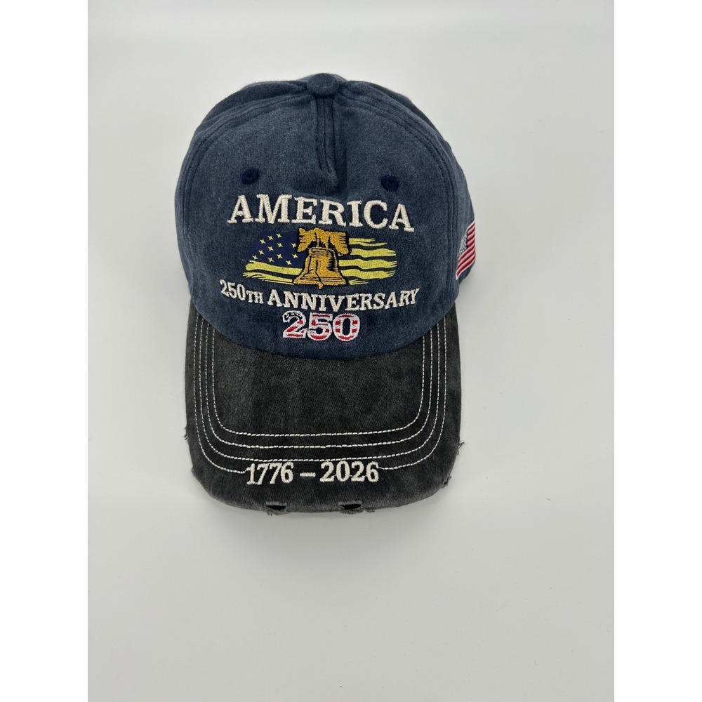Unbranded America 250th Anniversary Cap Unisex OSFM Navy Blue Distressed Hat